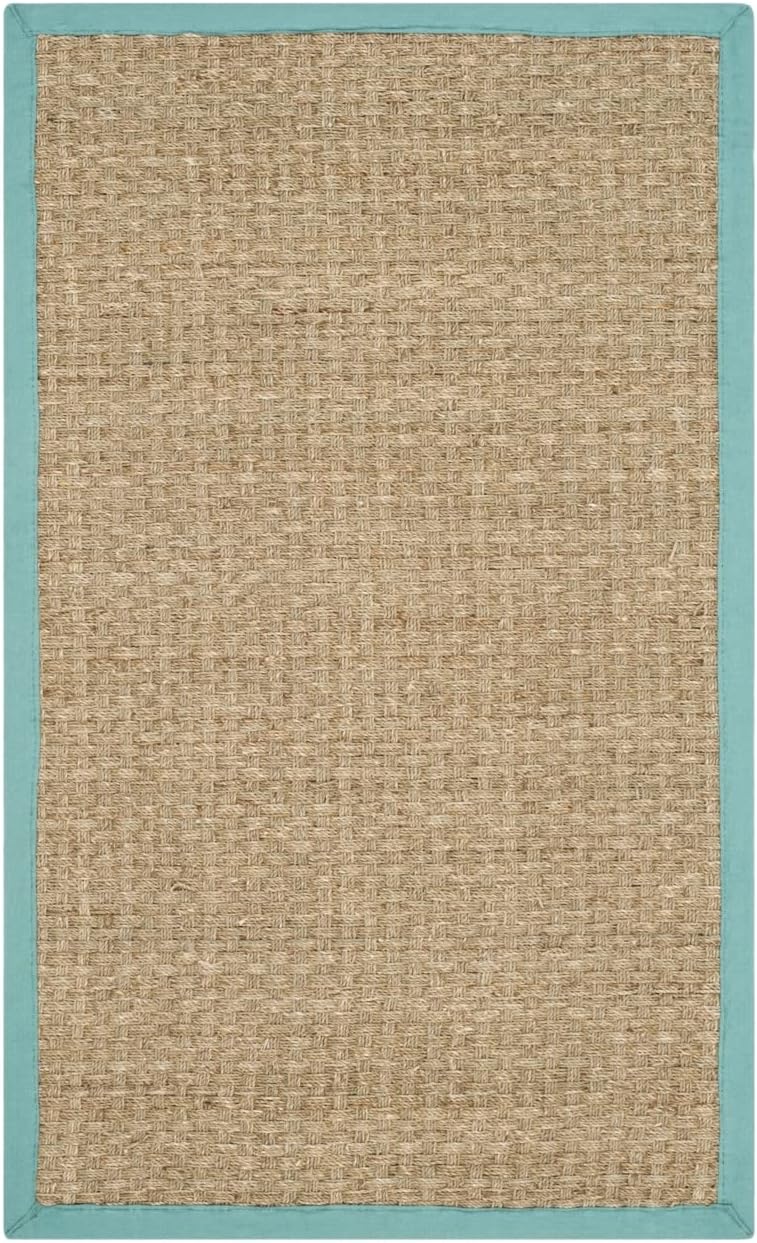 SAFAVIEH Natural Fiber Collection Runner Rug - 2'6" x 8', Natural & Beige, Seagrass, Basketweave Pattern with Border (NF114A)