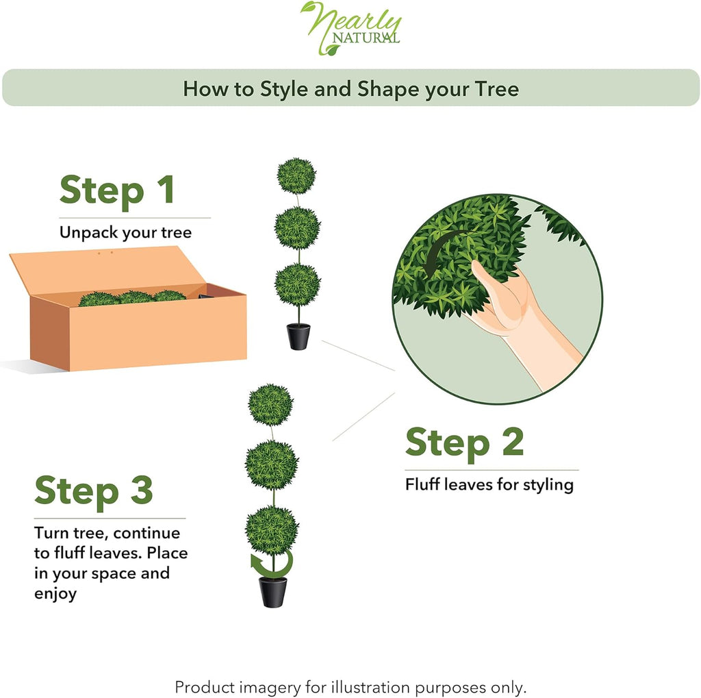 Nearly Natural 3ft. Artificial Triple Ball Boxwood Topiary Tree (Indoor/Outdoor) T2021, Green