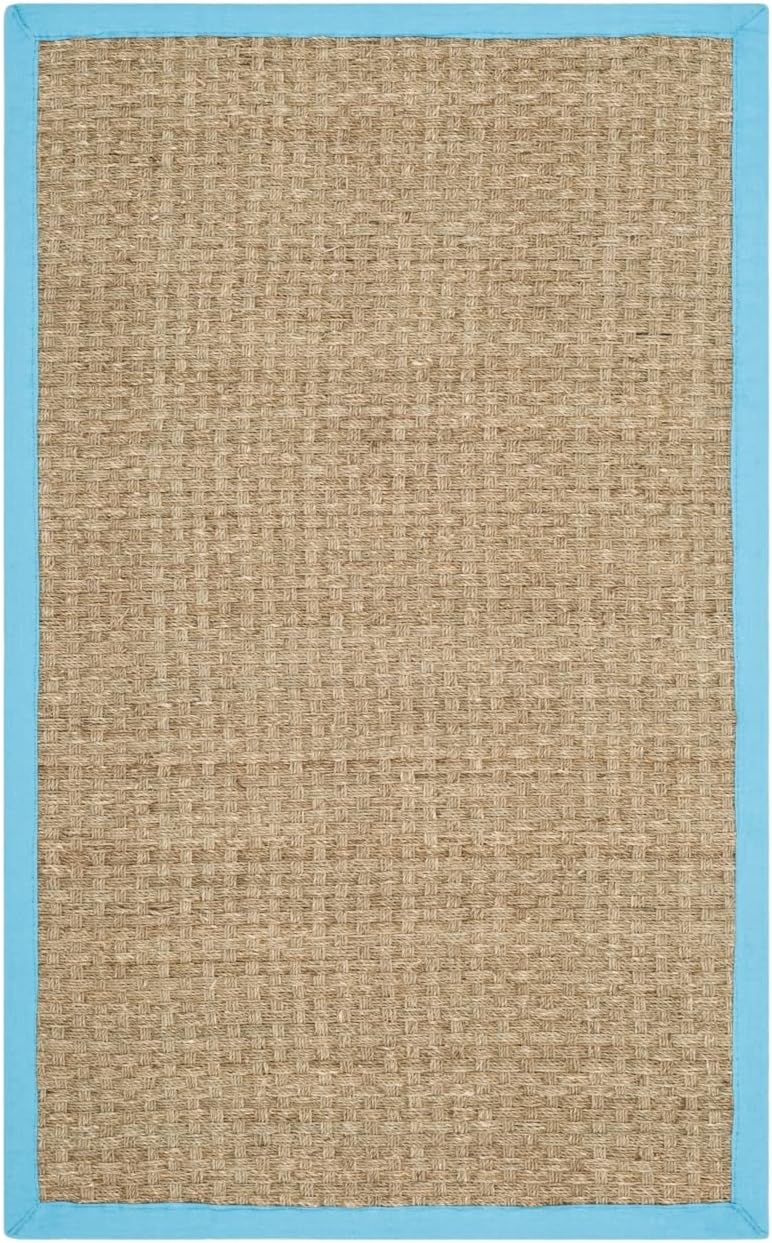 SAFAVIEH Natural Fiber Collection Runner Rug - 2'6" x 8', Natural & Beige, Seagrass, Basketweave Pattern with Border (NF114A)