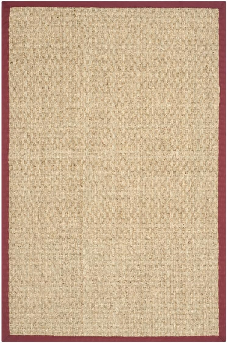 SAFAVIEH Natural Fiber Collection Runner Rug - 2'6" x 8', Natural & Beige, Seagrass, Basketweave Pattern with Border (NF114A)