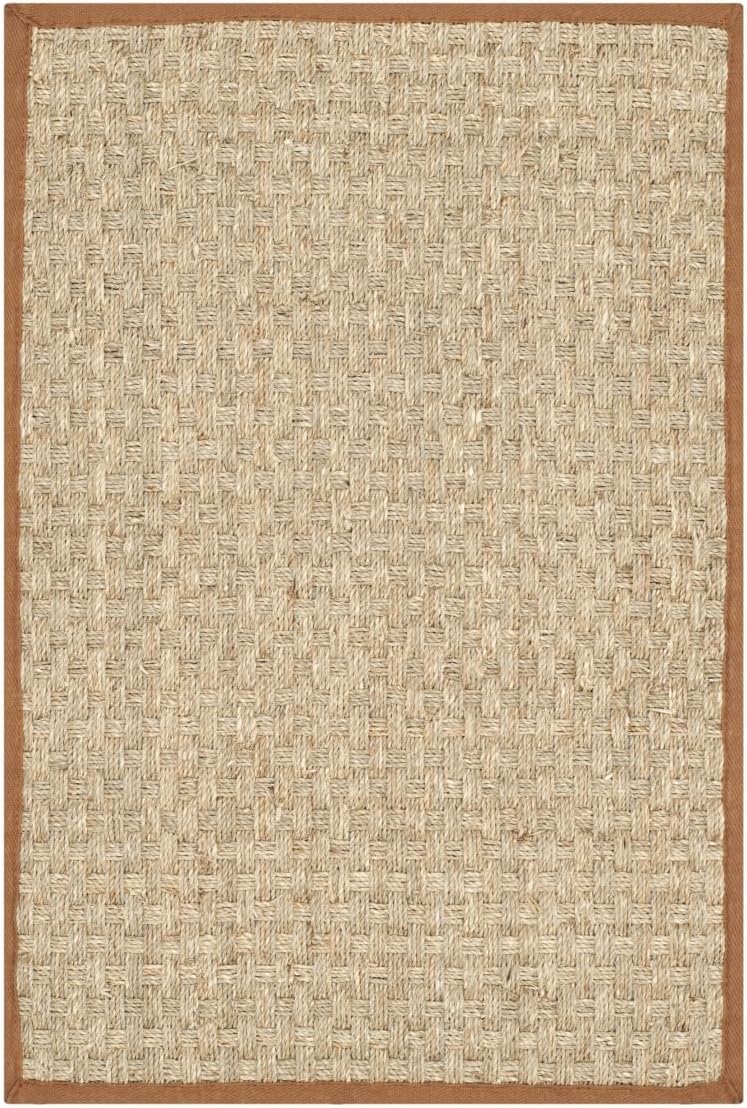 SAFAVIEH Natural Fiber Collection Runner Rug - 2'6" x 8', Natural & Beige, Seagrass, Basketweave Pattern with Border (NF114A)