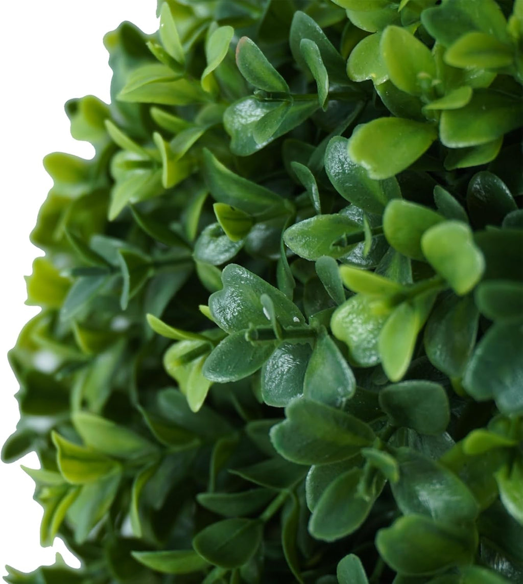 35'' Artificial Double Ball Boxwood Topiary Trees Set of 2, 3ft Faux Topiaries for Indoor and Outdoor Home, Porch, or Garden Decor
