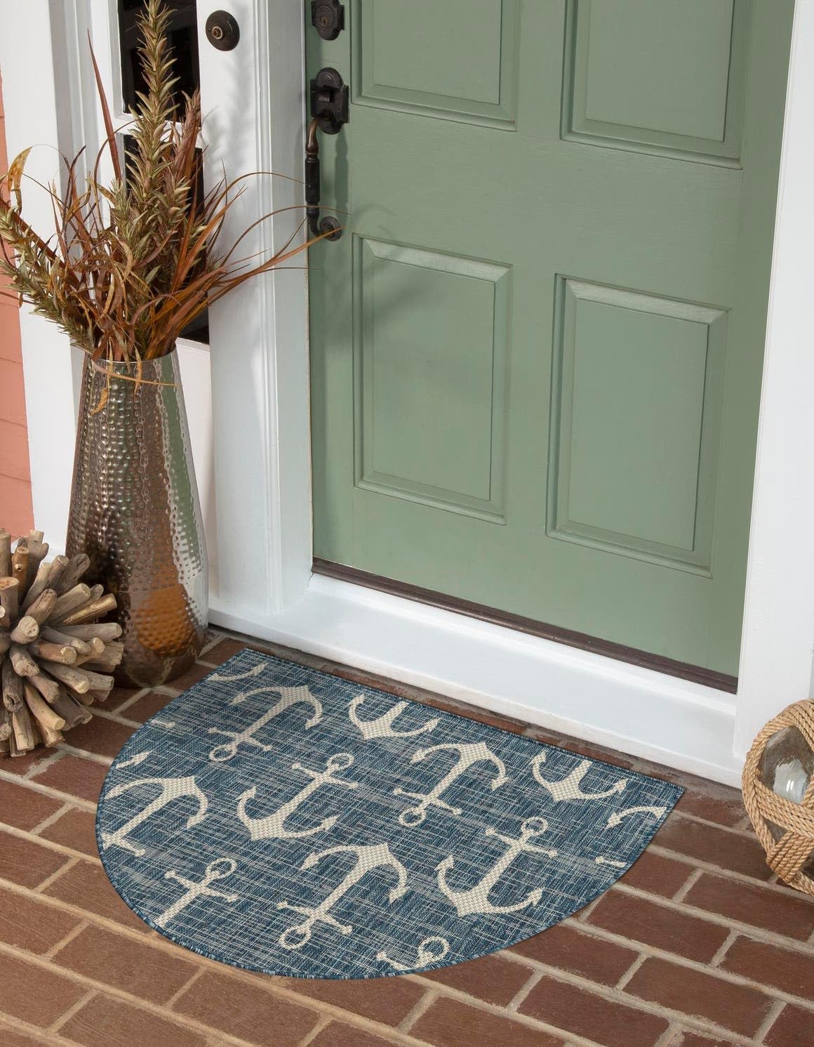 Unique Loom Outdoor Coastal Collection Area Rug - Ahoy (2' 7" x 12' Runner, Blue/ Ivory)