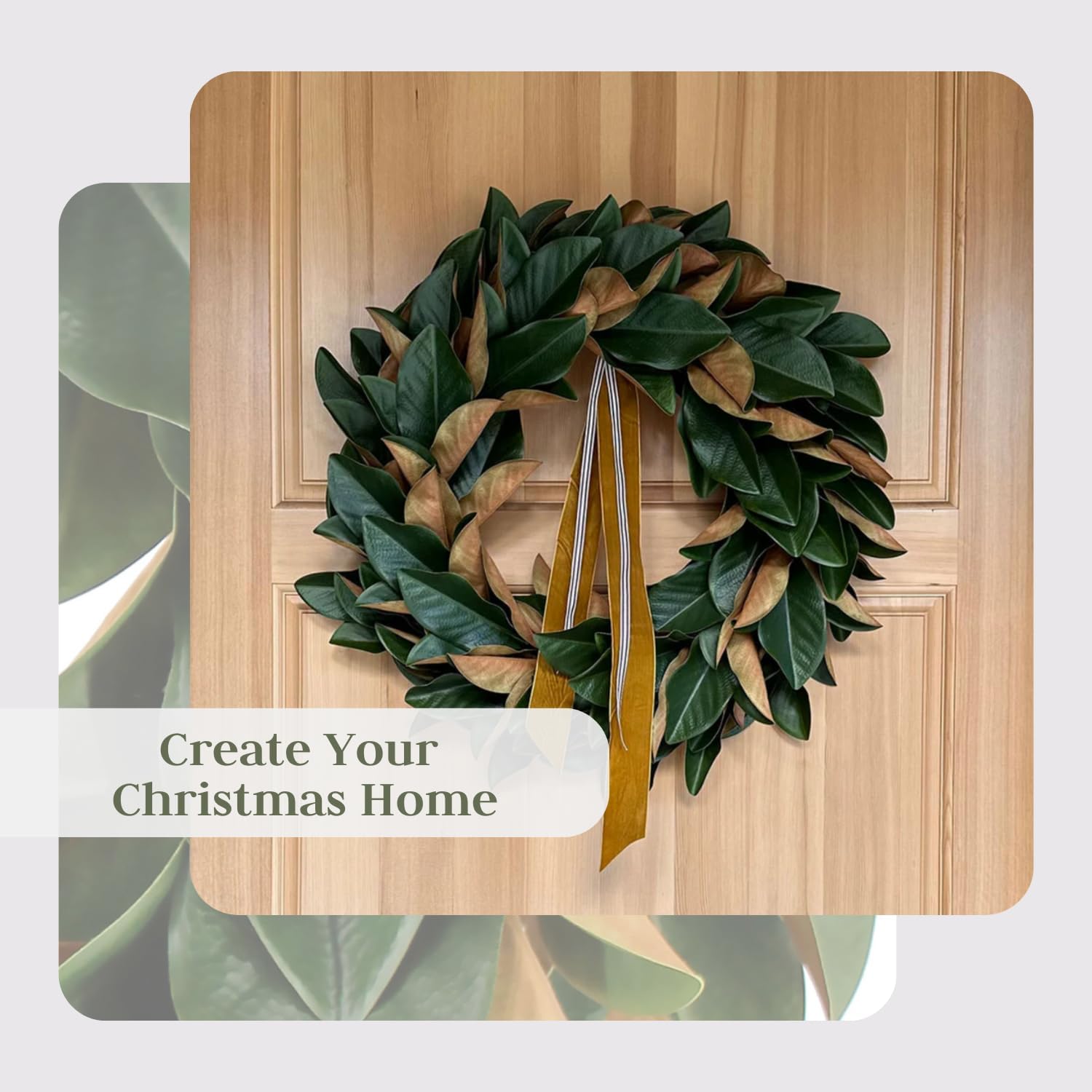 CG Hunter Holiday Collection Faux Wreath, Premium Artificial Indoor and Outdoor Large 30" Magnolia Leaf Christmas Wreath, Christmas Decorations and Holiday Greenery