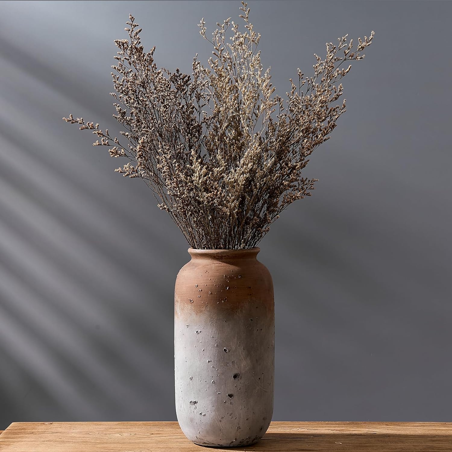 Large Ceramic Rustic Vase, 11 inch Minimalist Decorative Farmhouse Tall Vase for Home Decor, Living Room, Shelf Decor, Enterway, Wedding, Table Decoration, Bronze