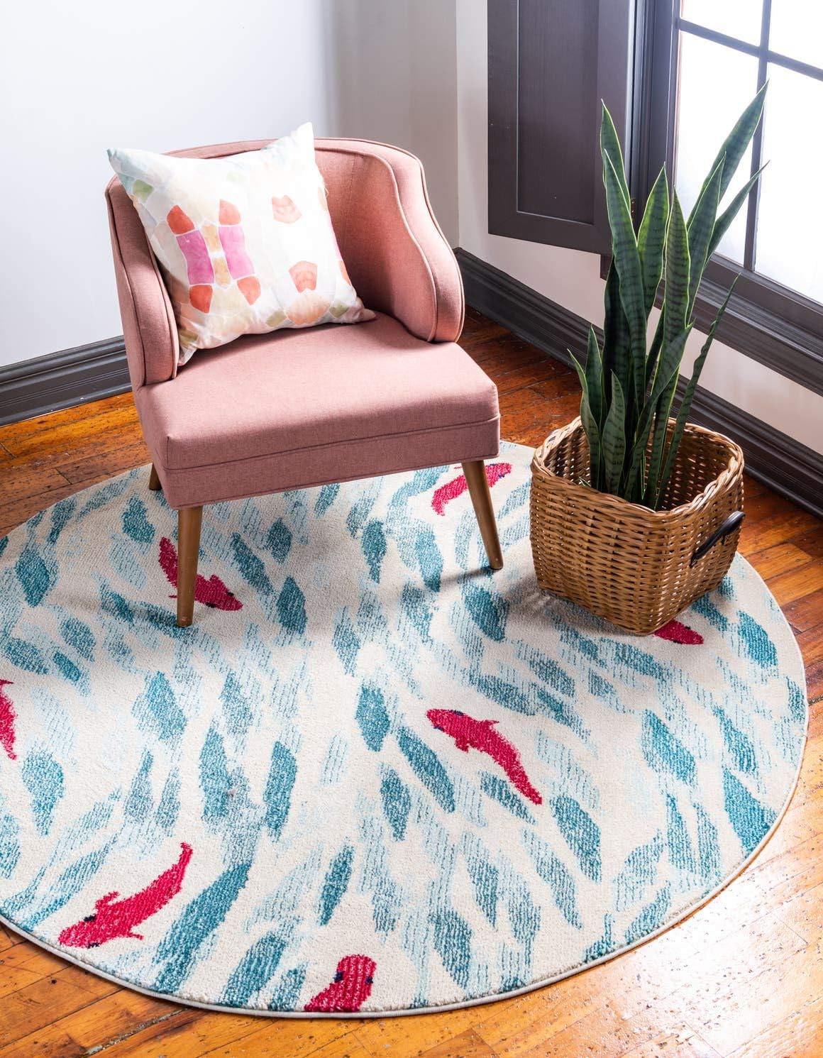Unique Loom Positano Collection Coastal Modern Bright Colors Fish Beige Runner Rug (3' x 10')
