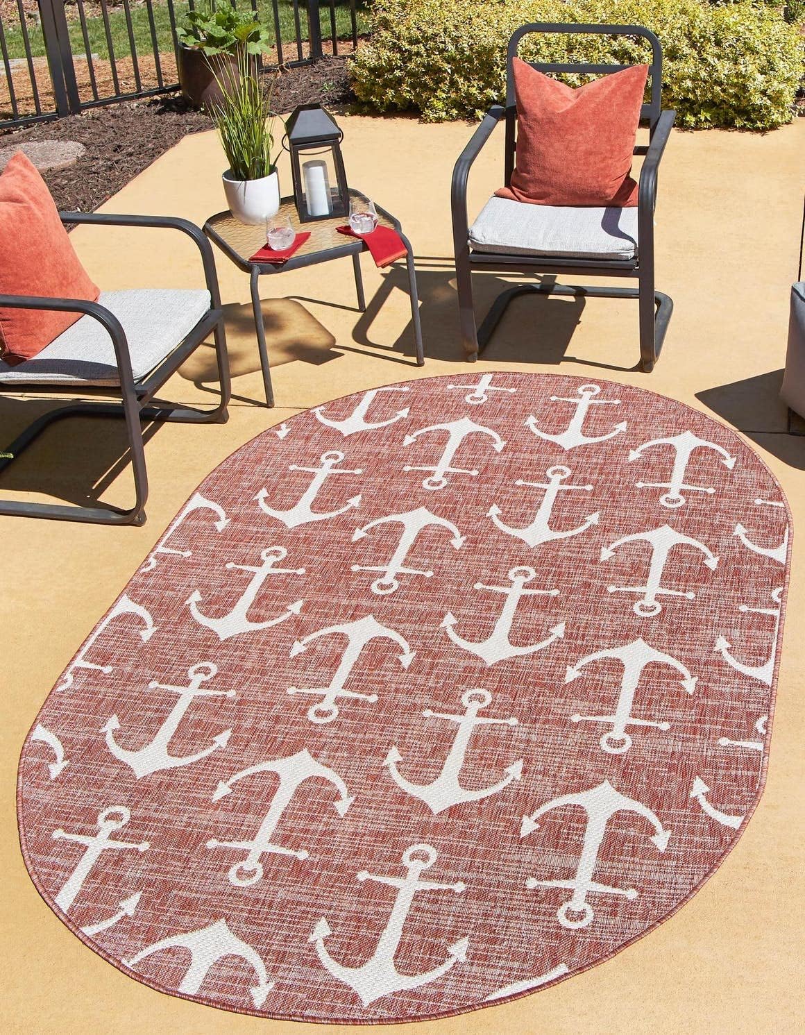 Unique Loom Outdoor Coastal Collection Area Rug - Ahoy (2' 7" x 12' Runner, Blue/ Ivory)