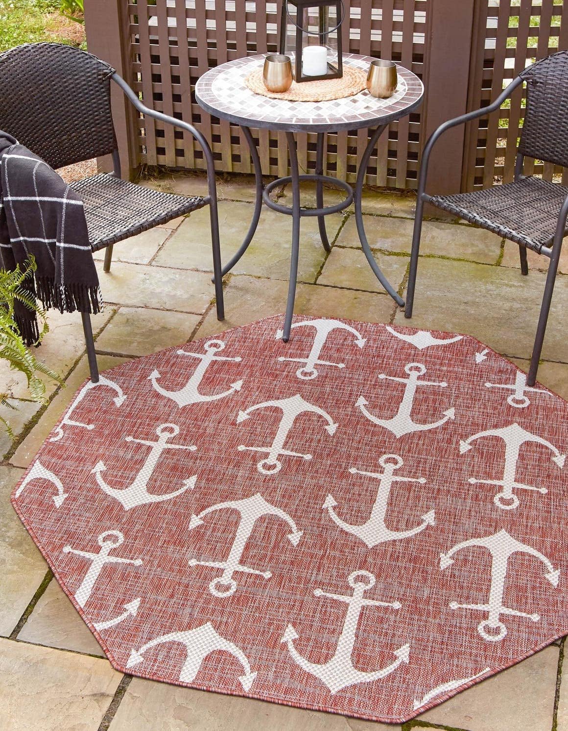 Unique Loom Outdoor Coastal Collection Area Rug - Ahoy (2' 7" x 12' Runner, Blue/ Ivory)