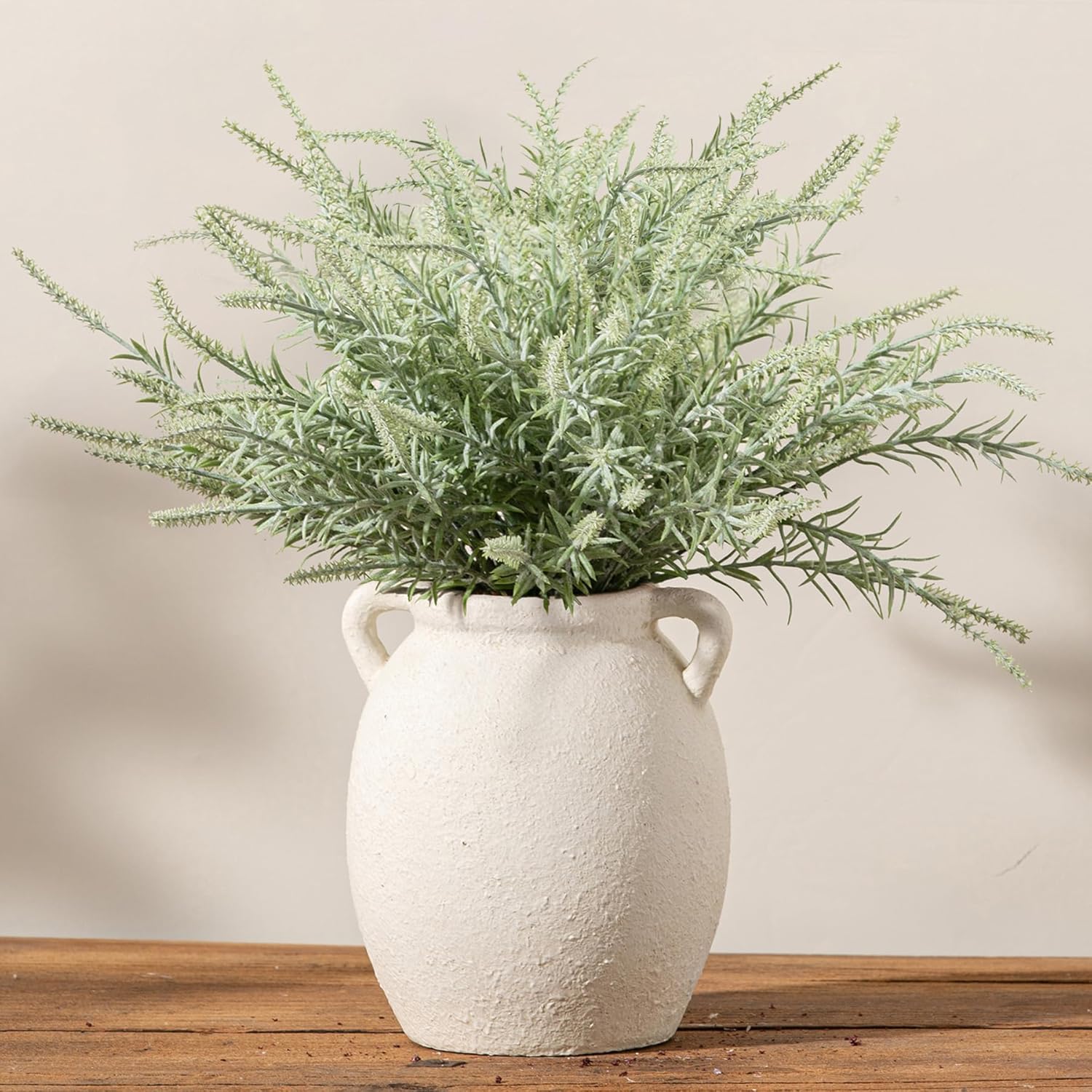 Ceramic Flower Vase 7.6 inch Farmhouse Rustic Vase Decorative Pottery Terracotta Vases for Home Decor Table Mantle Fireplace Living Room Bathroom Wedding Centerpiece (Whitewashed)