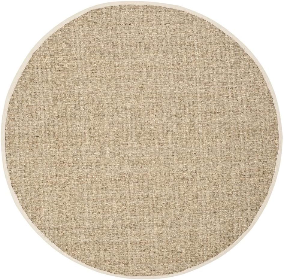 SAFAVIEH Natural Fiber Collection Runner Rug - 2'6" x 8', Natural & Beige, Seagrass, Basketweave Pattern with Border (NF114A)