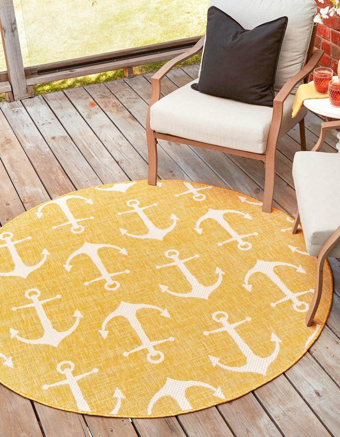 Unique Loom Outdoor Coastal Collection Area Rug - Ahoy (2' 7" x 12' Runner, Blue/ Ivory)