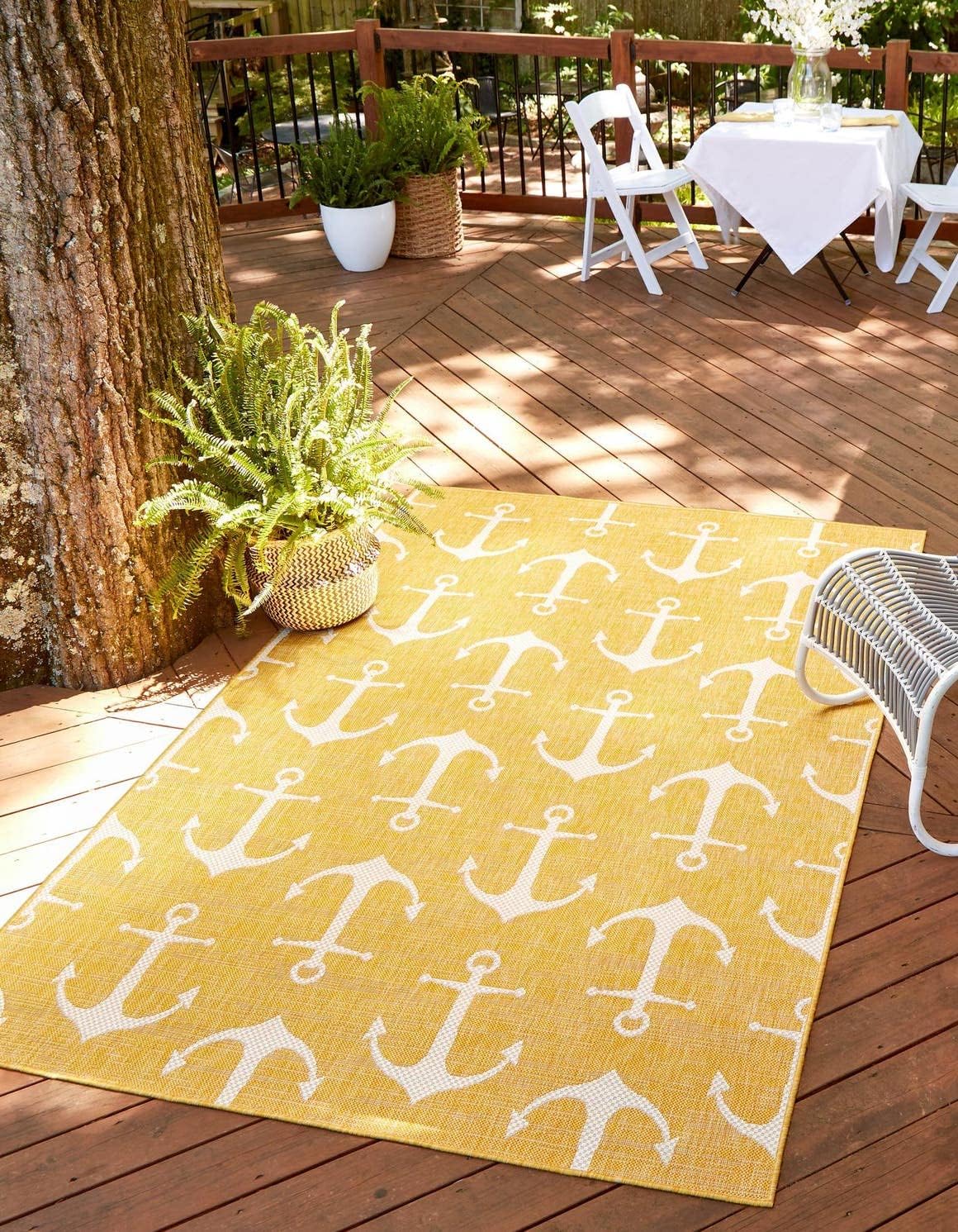 Unique Loom Outdoor Coastal Collection Area Rug - Ahoy (2' 7" x 12' Runner, Blue/ Ivory)