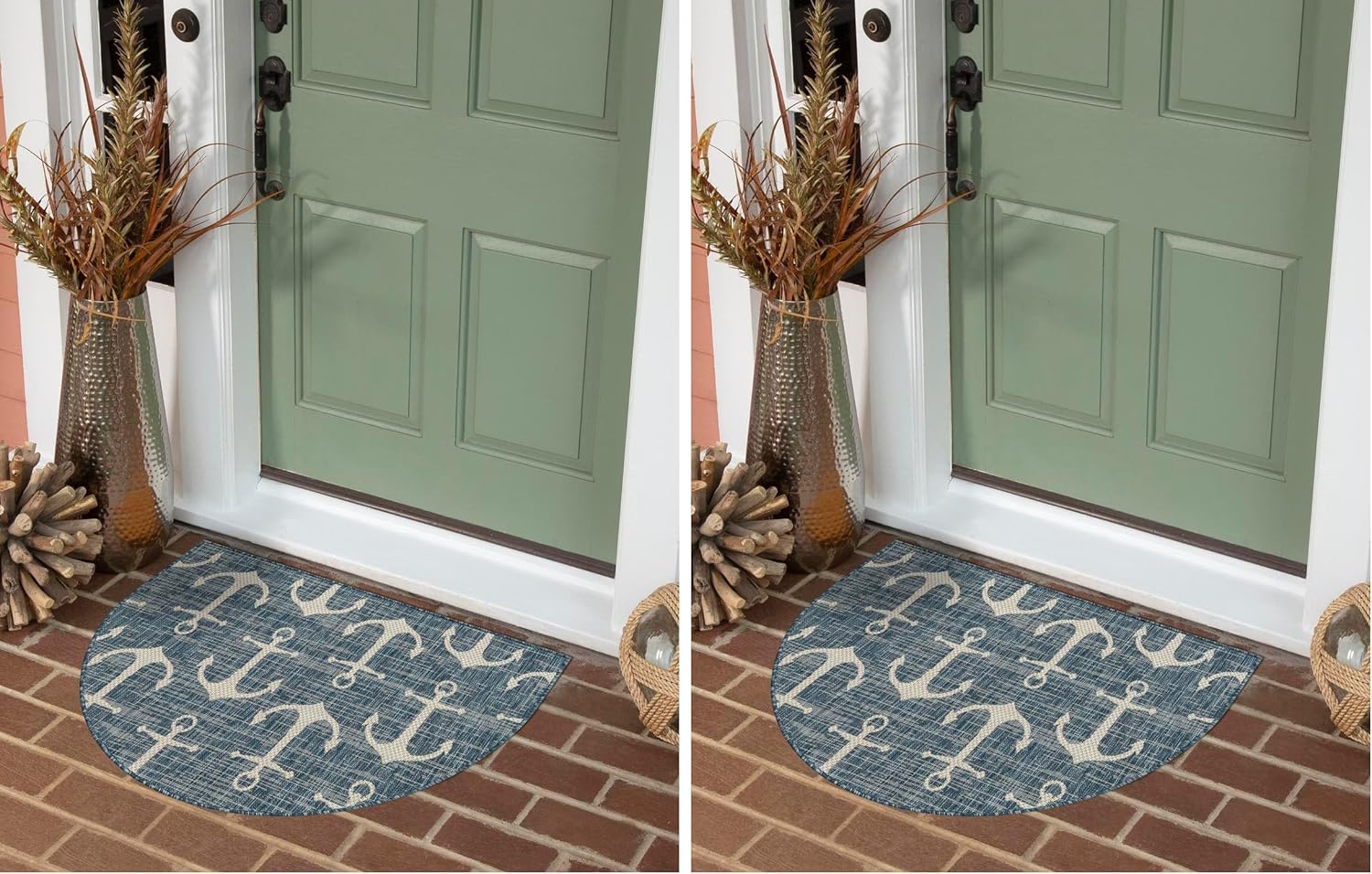 Unique Loom Outdoor Coastal Collection Area Rug - Ahoy (2' 7" x 12' Runner, Blue/ Ivory)