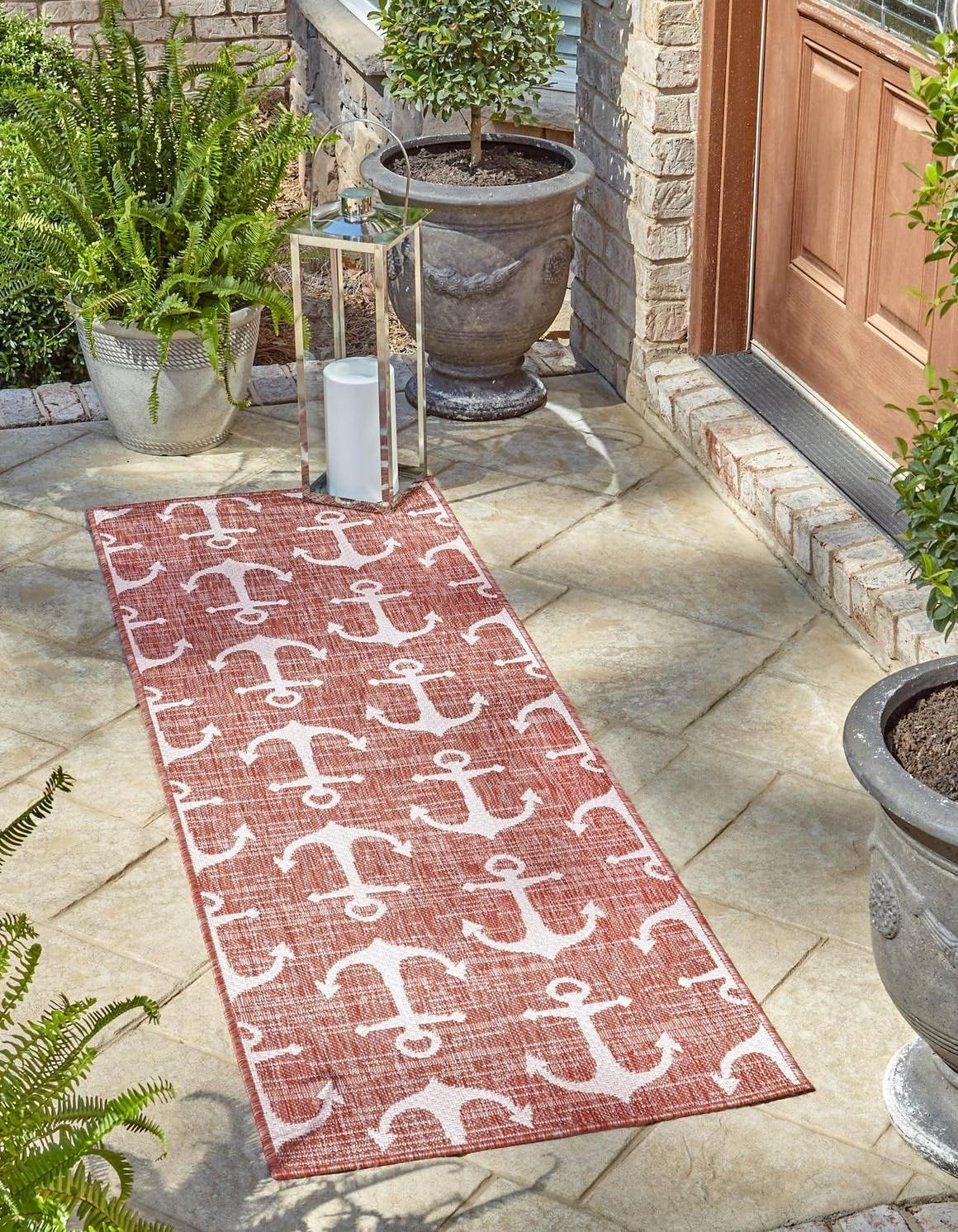 Unique Loom Outdoor Coastal Collection Area Rug - Ahoy (2' 7" x 12' Runner, Blue/ Ivory)