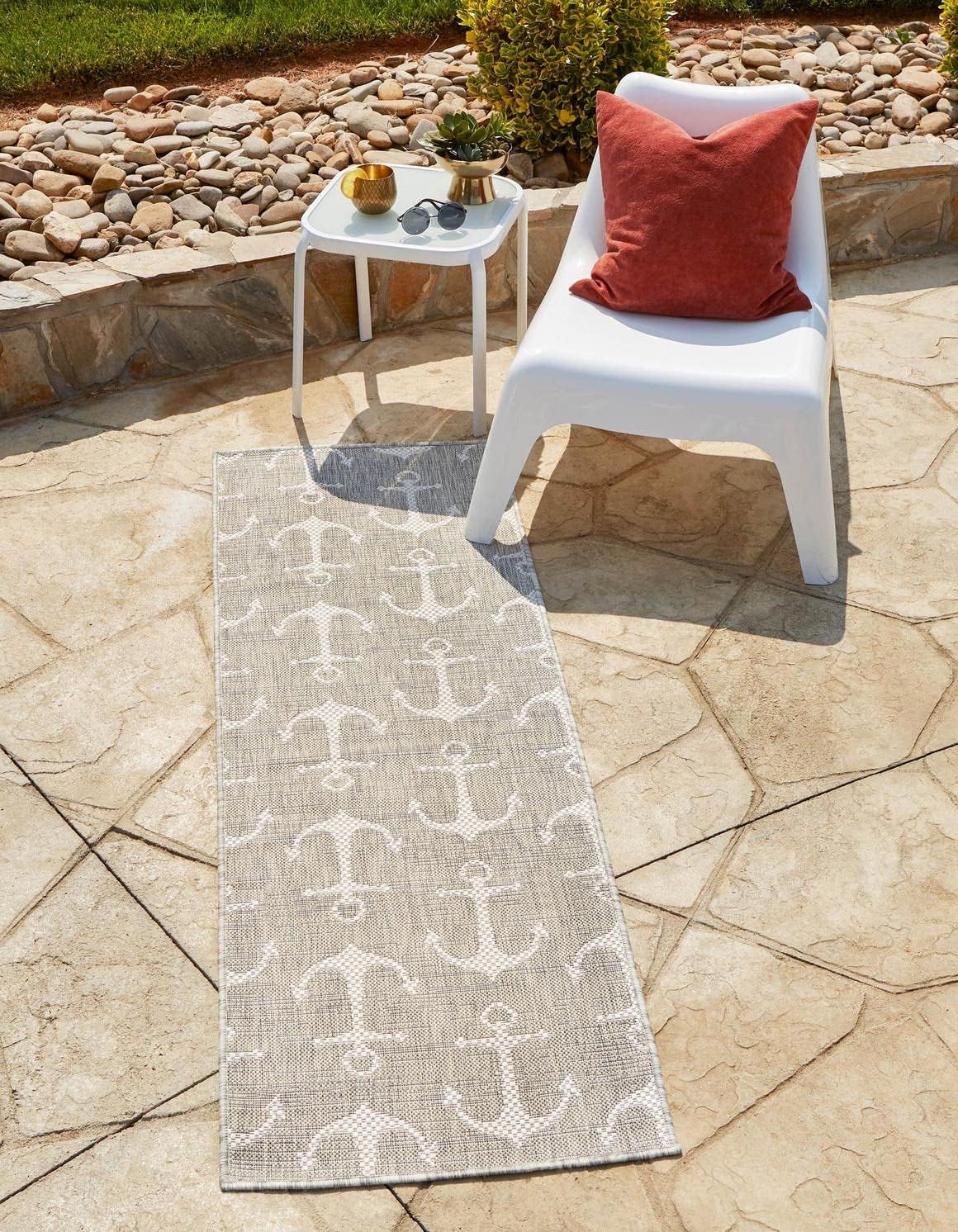 Unique Loom Outdoor Coastal Collection Area Rug - Ahoy (2' 7" x 12' Runner, Blue/ Ivory)