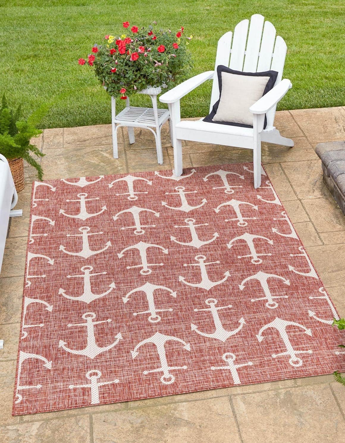 Unique Loom Outdoor Coastal Collection Area Rug - Ahoy (2' 7" x 12' Runner, Blue/ Ivory)