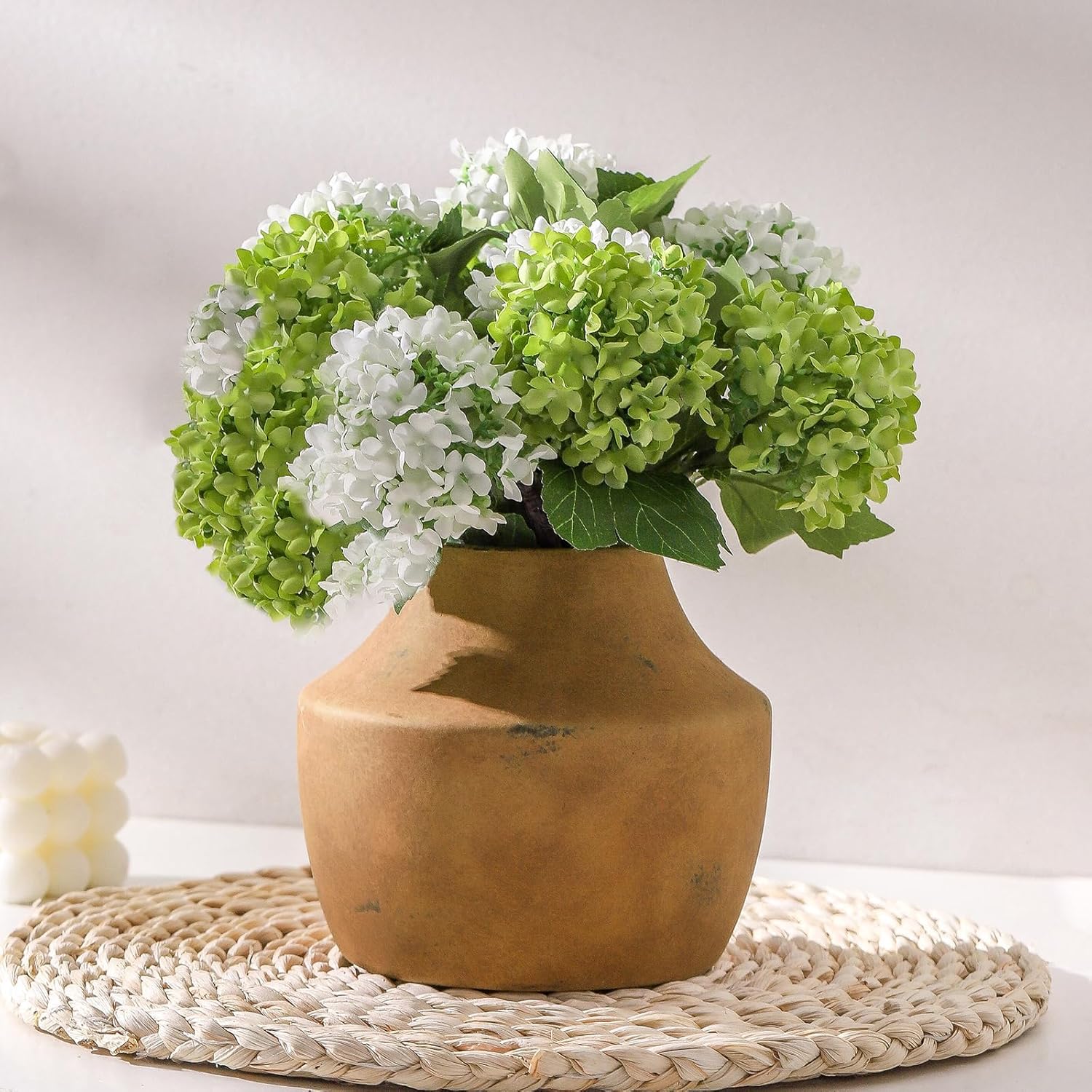 Mitt&Ditt Ceramic Flower Vase with Handles, 11 inch Tall Vase for Centerpieces, Large Decorative Terracotta Vases, Farmhouse Rustic Vases for Home Decor, Living Room, Table, Neutral