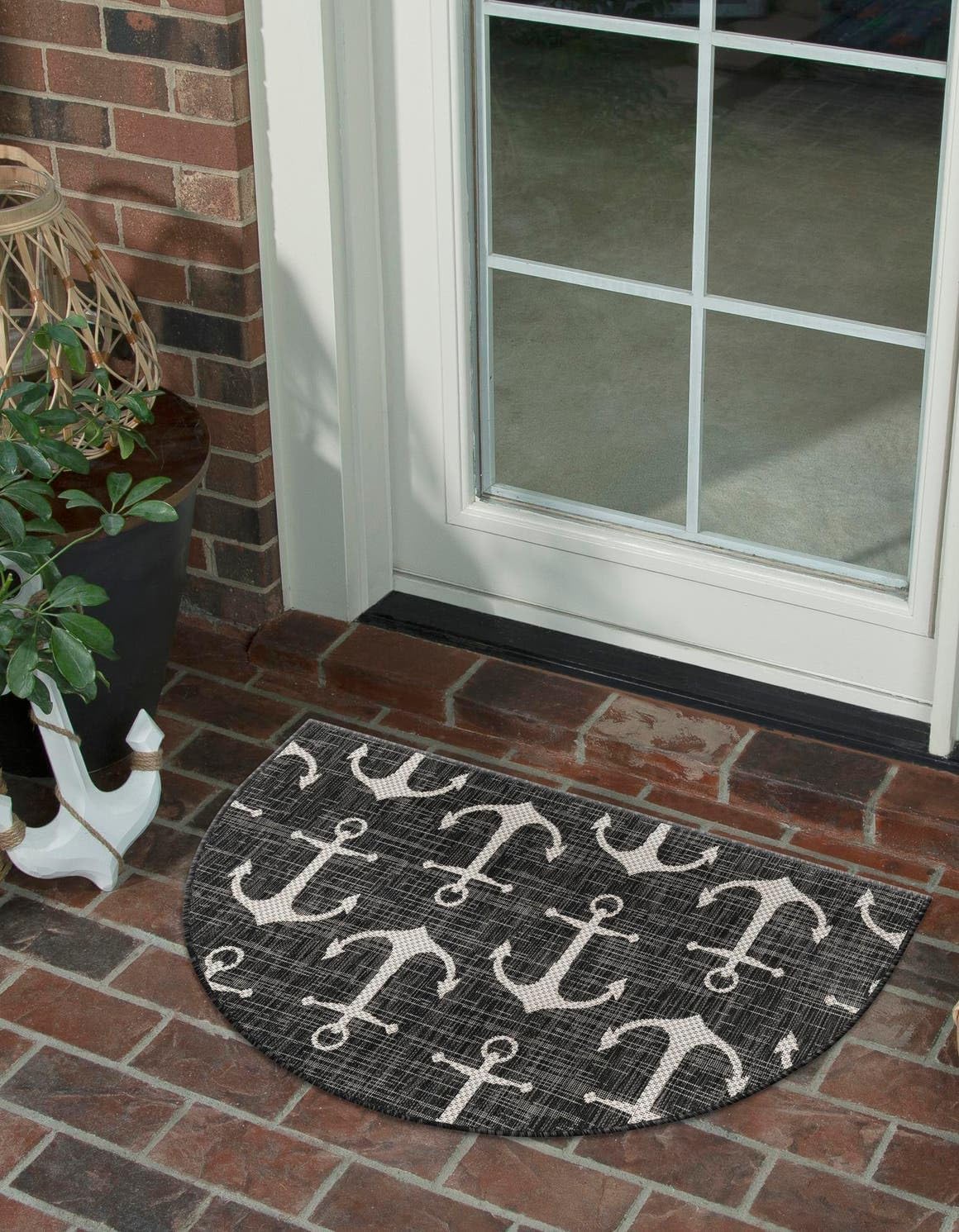 Unique Loom Outdoor Coastal Collection Area Rug - Ahoy (2' 7" x 12' Runner, Blue/ Ivory)