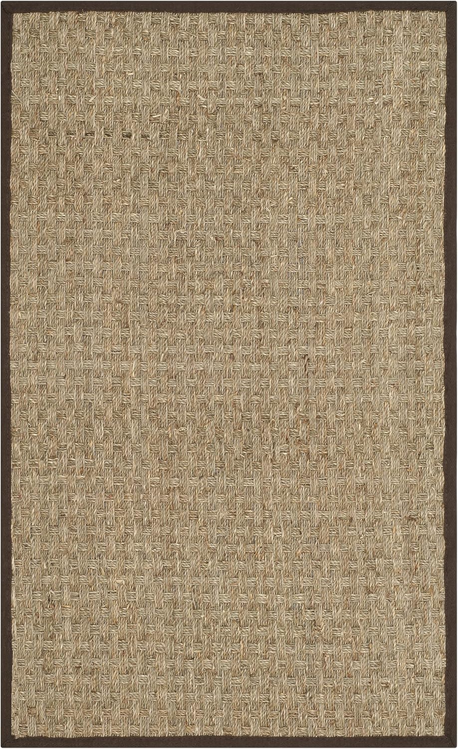 SAFAVIEH Natural Fiber Collection Runner Rug - 2'6" x 8', Natural & Beige, Seagrass, Basketweave Pattern with Border (NF114A)