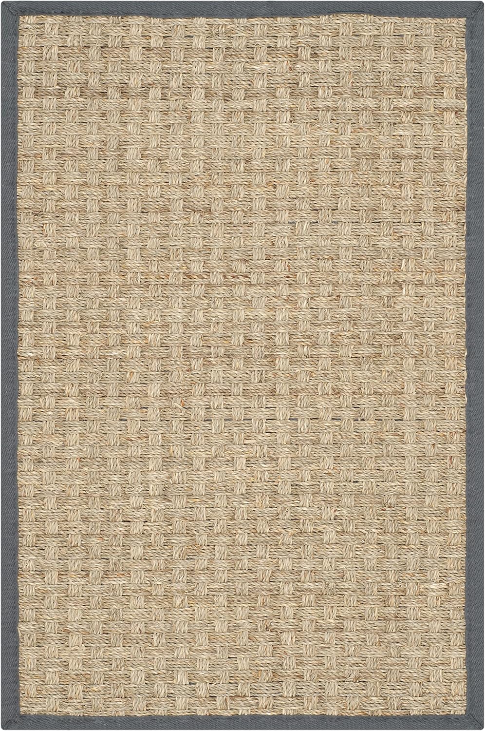 SAFAVIEH Natural Fiber Collection Runner Rug - 2'6" x 8', Natural & Beige, Seagrass, Basketweave Pattern with Border (NF114A)