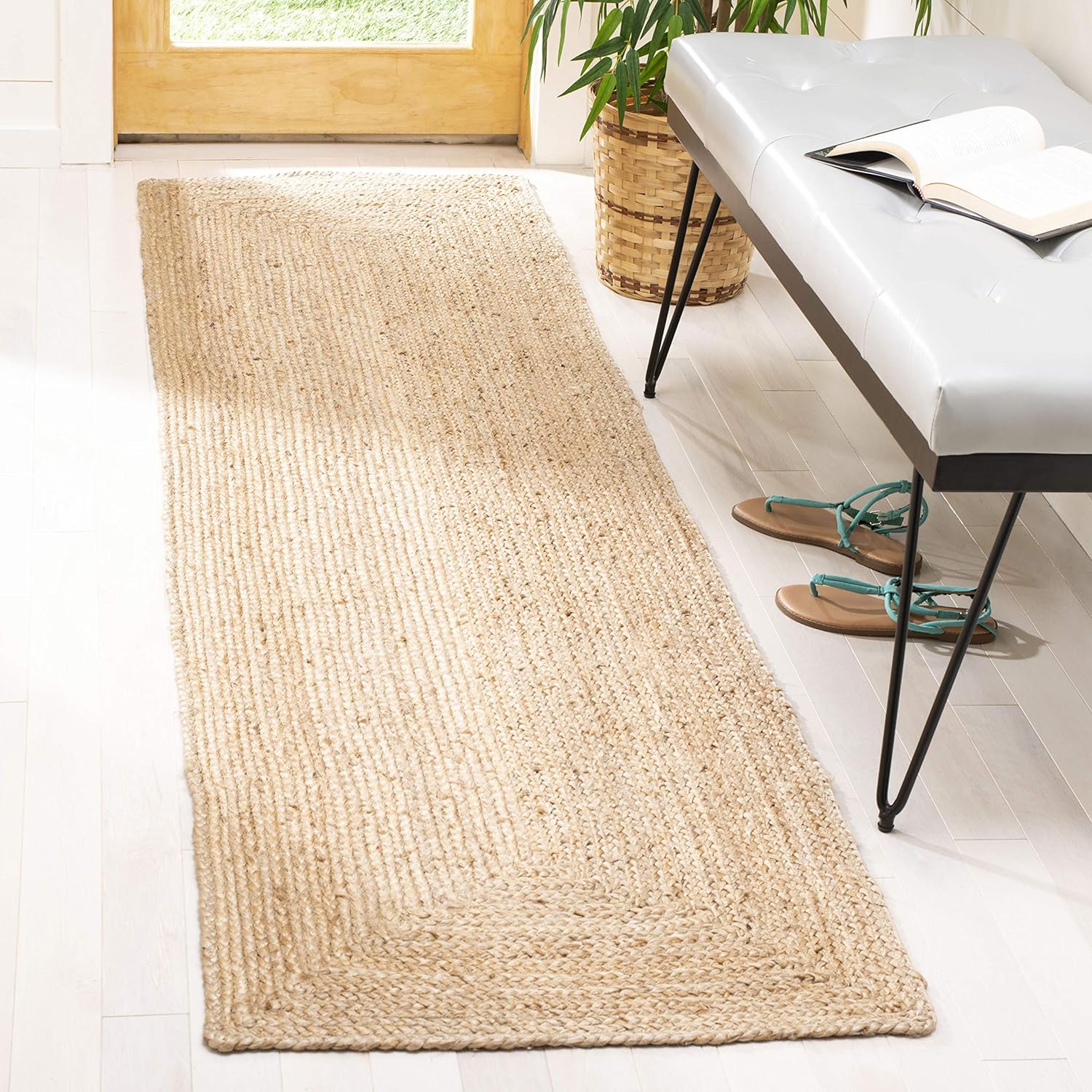 SAFAVIEH Cape Cod Collection Runner Rug - 2'3" x 12', Natural Brown, Handmade Braided Flat Weave Jute (CAP252A)