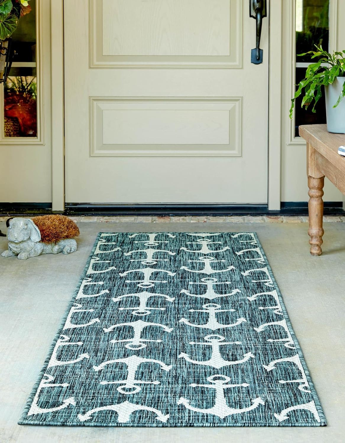 Unique Loom Outdoor Coastal Collection Area Rug - Ahoy (2' 7" x 12' Runner, Blue/ Ivory)