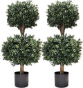3Ft-35'' Artificial Boxwood Double Ball Topiary Trees,2PACK Faux Topiaries Tree Store Garden Indoor&Outdoor for Porch Home Decor