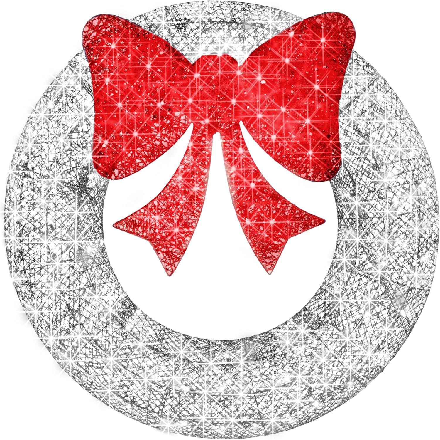 Best Choice Products 48in Pre-Lit Outdoor Christmas Wreath Decoration, LED Metal Holiday Decor for Home w/ 140 Lights, Bow - Green/Red