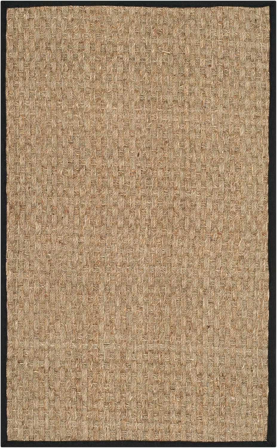 SAFAVIEH Natural Fiber Collection Runner Rug - 2'6" x 8', Natural & Beige, Seagrass, Basketweave Pattern with Border (NF114A)