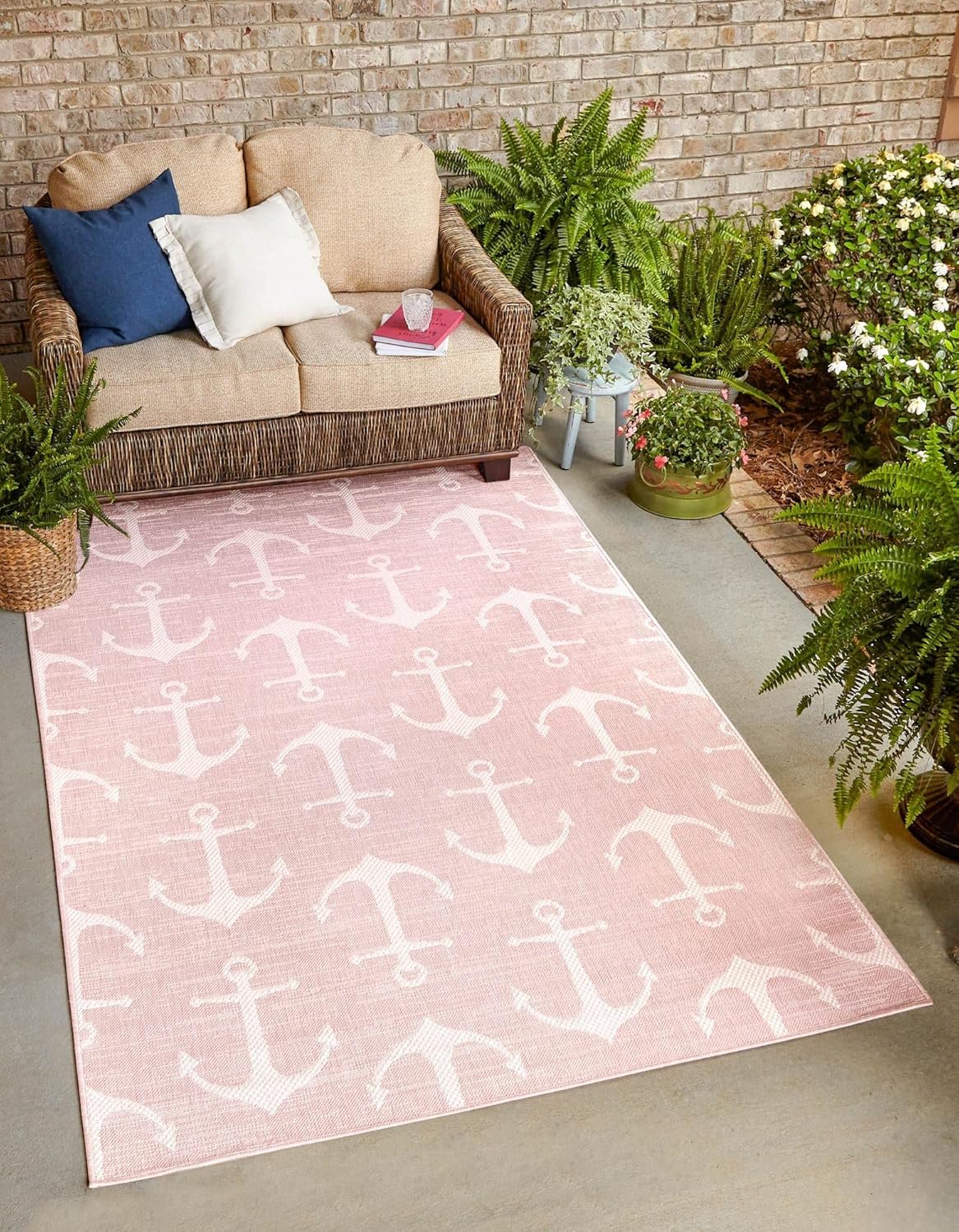 Unique Loom Outdoor Coastal Collection Area Rug - Ahoy (2' 7" x 12' Runner, Blue/ Ivory)