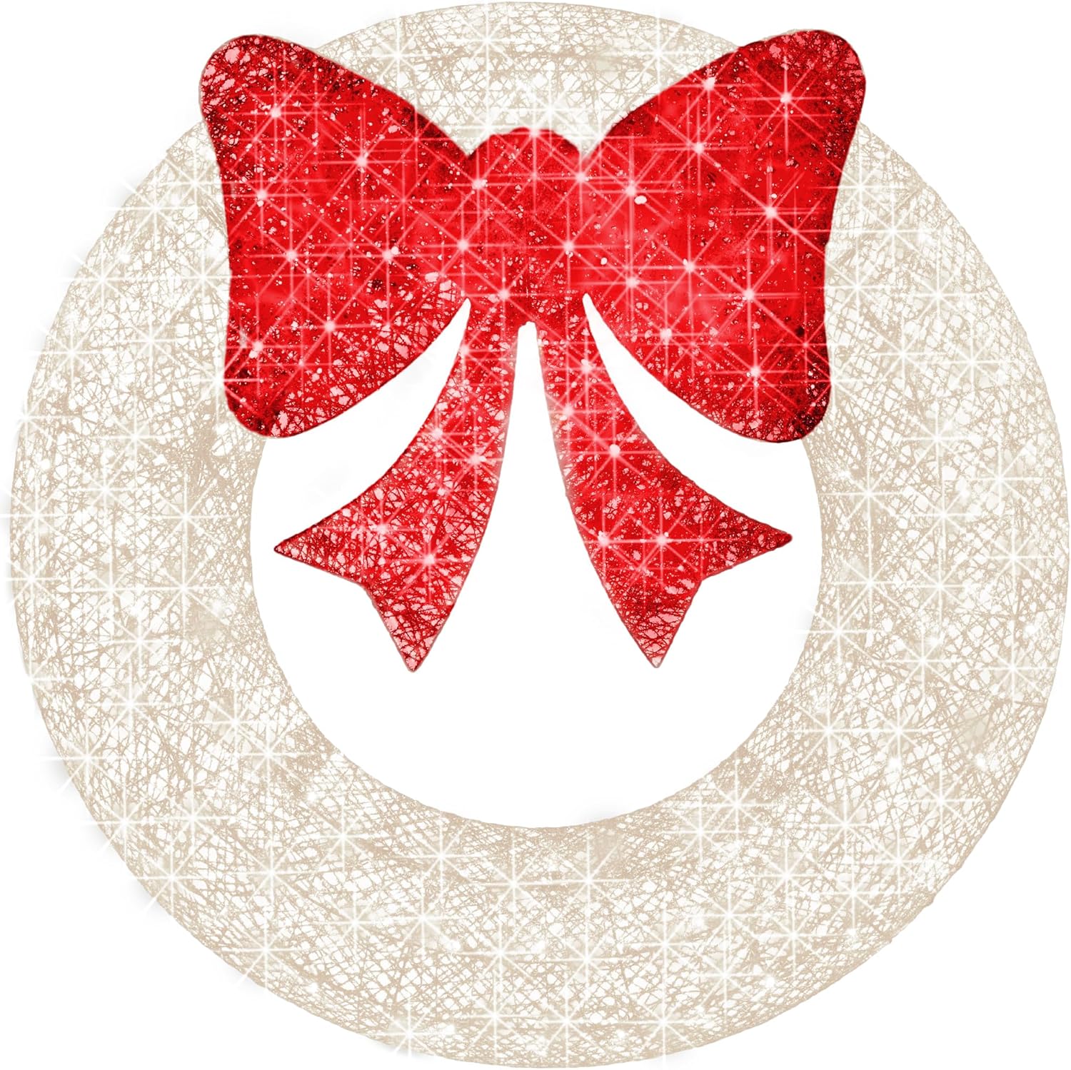 Best Choice Products 48in Pre-Lit Outdoor Christmas Wreath Decoration, LED Metal Holiday Decor for Home w/ 140 Lights, Bow - Green/Red