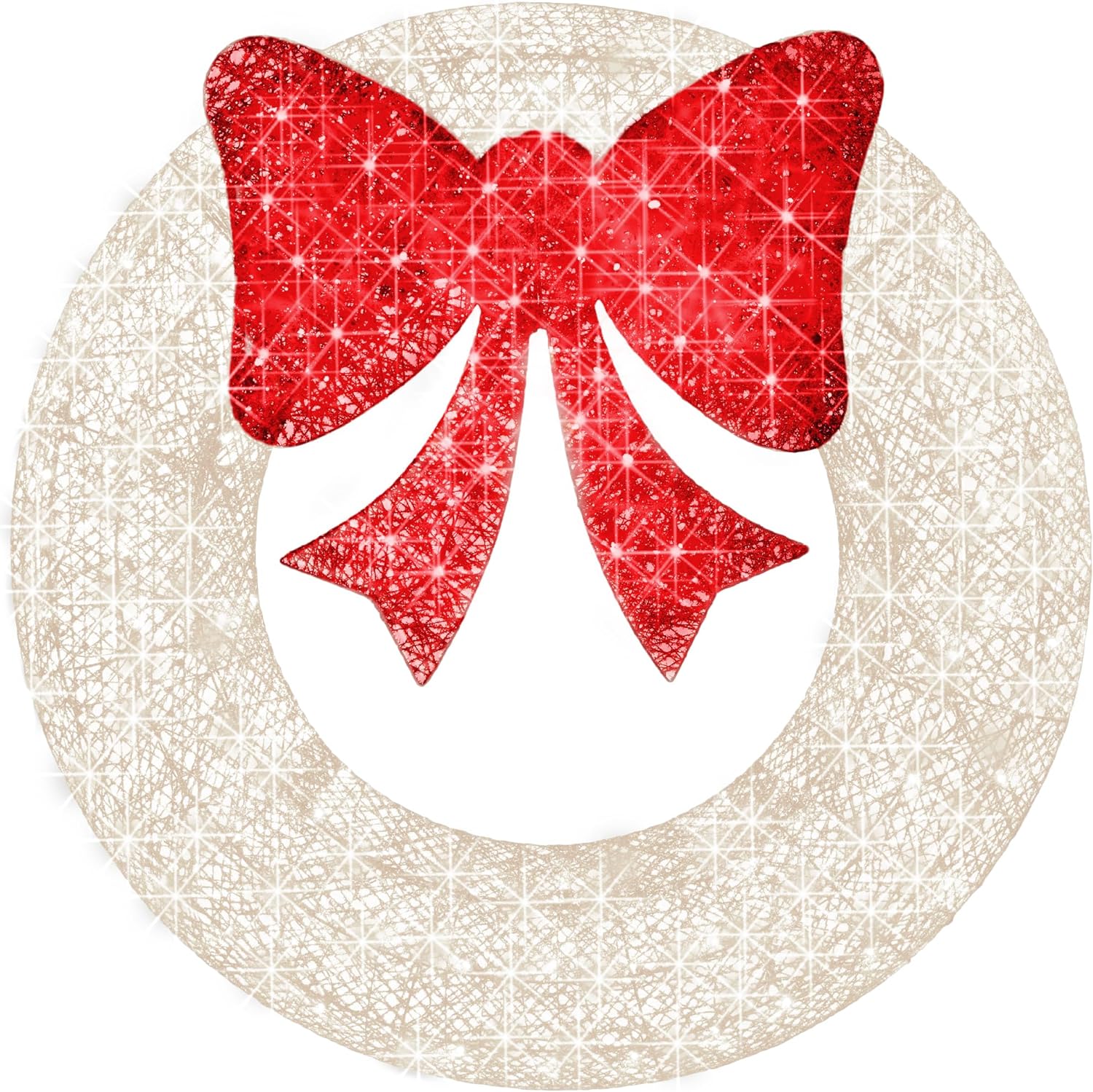 Best Choice Products 48in Pre-Lit Outdoor Christmas Wreath Decoration, LED Metal Holiday Decor for Home w/ 140 Lights, Bow - Green/Red