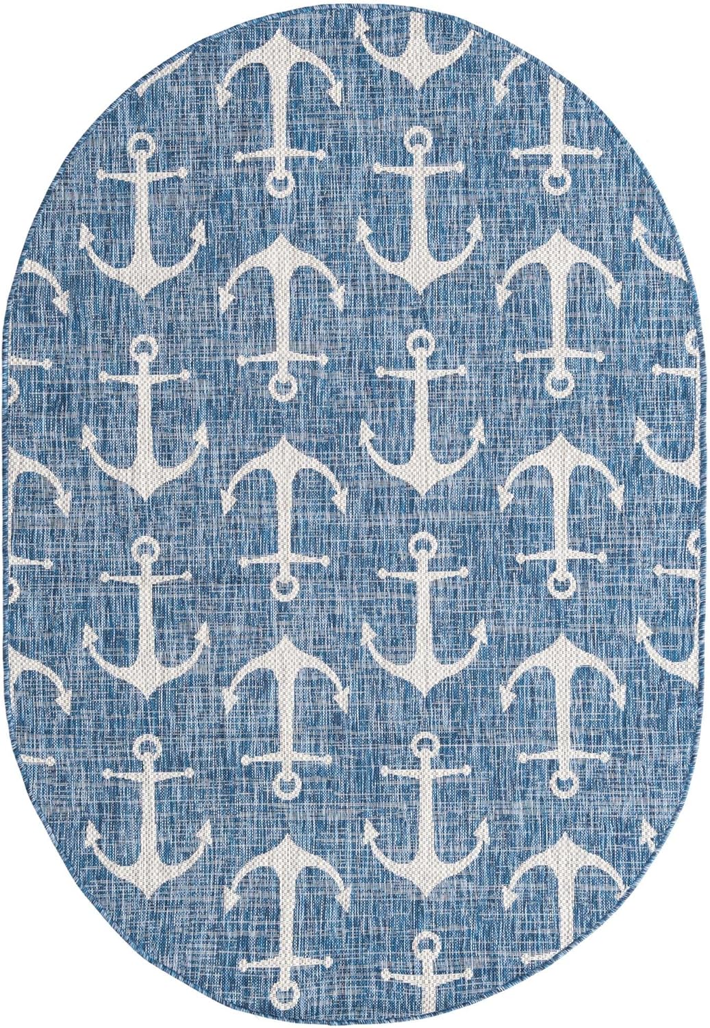 Unique Loom Outdoor Coastal Collection Area Rug - Ahoy (2' 7" x 12' Runner, Blue/ Ivory)