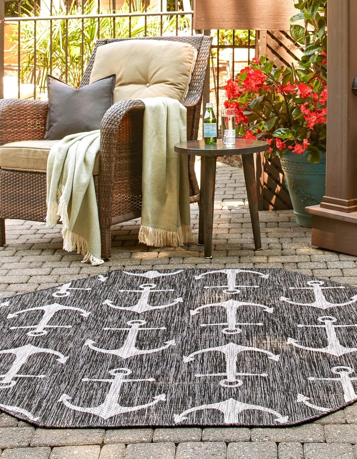 Unique Loom Outdoor Coastal Collection Area Rug - Ahoy (2' 7" x 12' Runner, Blue/ Ivory)