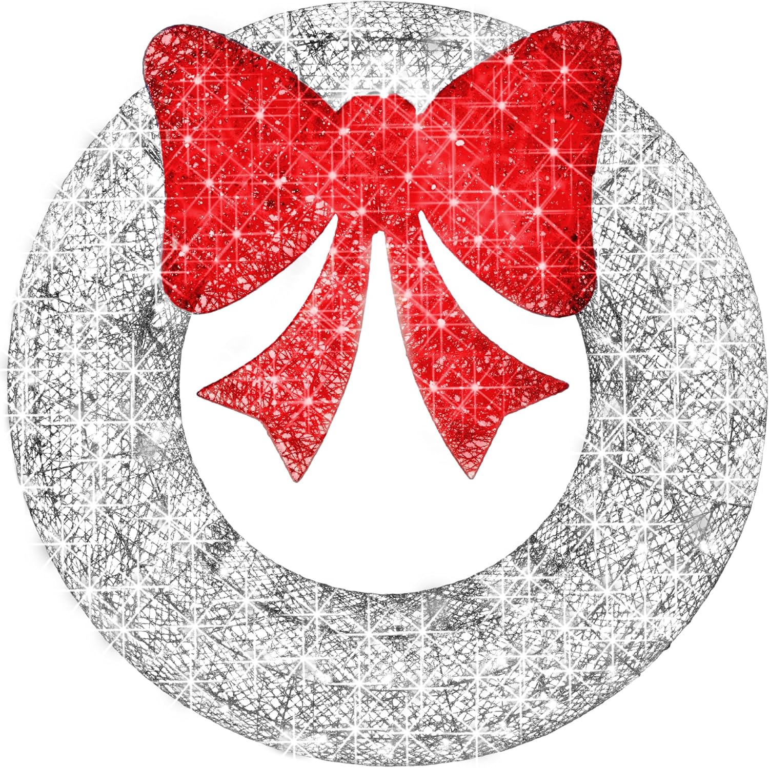 Best Choice Products 48in Pre-Lit Outdoor Christmas Wreath Decoration, LED Metal Holiday Decor for Home w/ 140 Lights, Bow - Green/Red