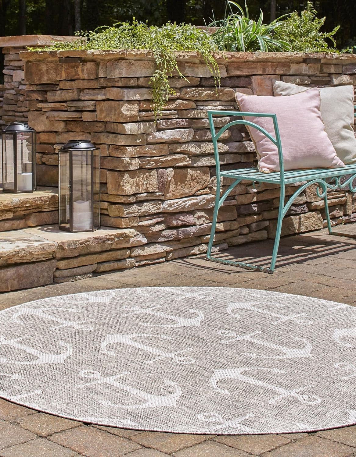 Unique Loom Outdoor Coastal Collection Area Rug - Ahoy (2' 7" x 12' Runner, Blue/ Ivory)