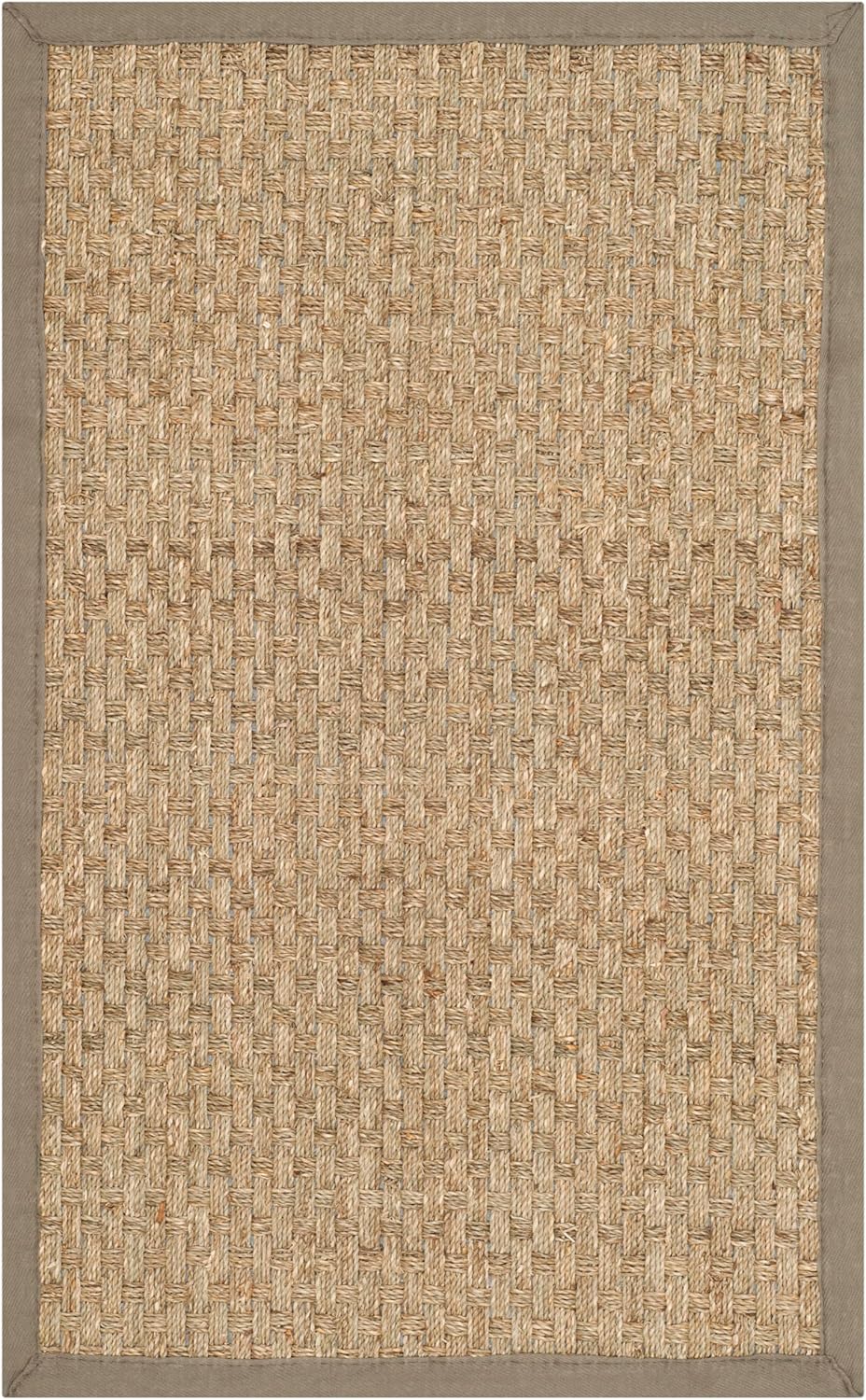 SAFAVIEH Natural Fiber Collection Runner Rug - 2'6" x 8', Natural & Beige, Seagrass, Basketweave Pattern with Border (NF114A)