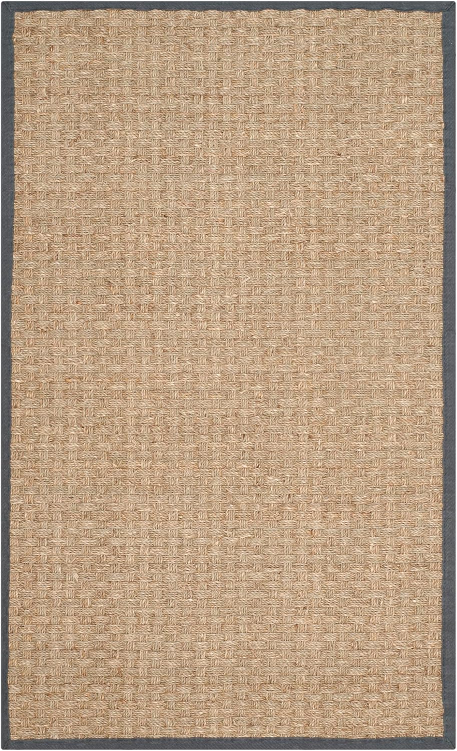 SAFAVIEH Natural Fiber Collection Runner Rug - 2'6" x 8', Natural & Beige, Seagrass, Basketweave Pattern with Border (NF114A)
