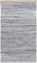 SAFAVIEH Cape Cod Collection Runner Rug - 2'3" x 12', Natural & Blue, Handmade Flat Weave Coastal Braided Jute, Ideal for High Traffic Areas in Living Room, Bedroom (CAP350A)