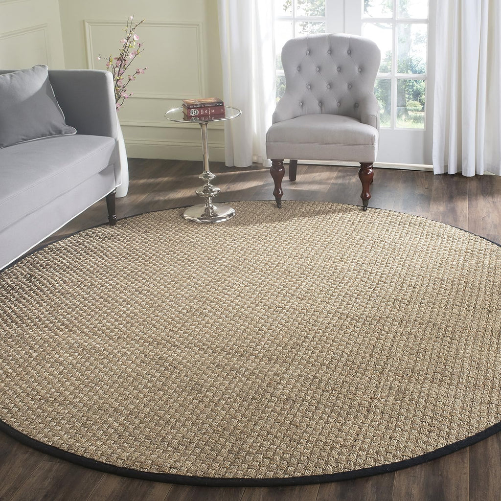 SAFAVIEH Natural Fiber Collection Runner Rug - 2'6" x 8', Natural & Beige, Seagrass, Basketweave Pattern with Border (NF114A)