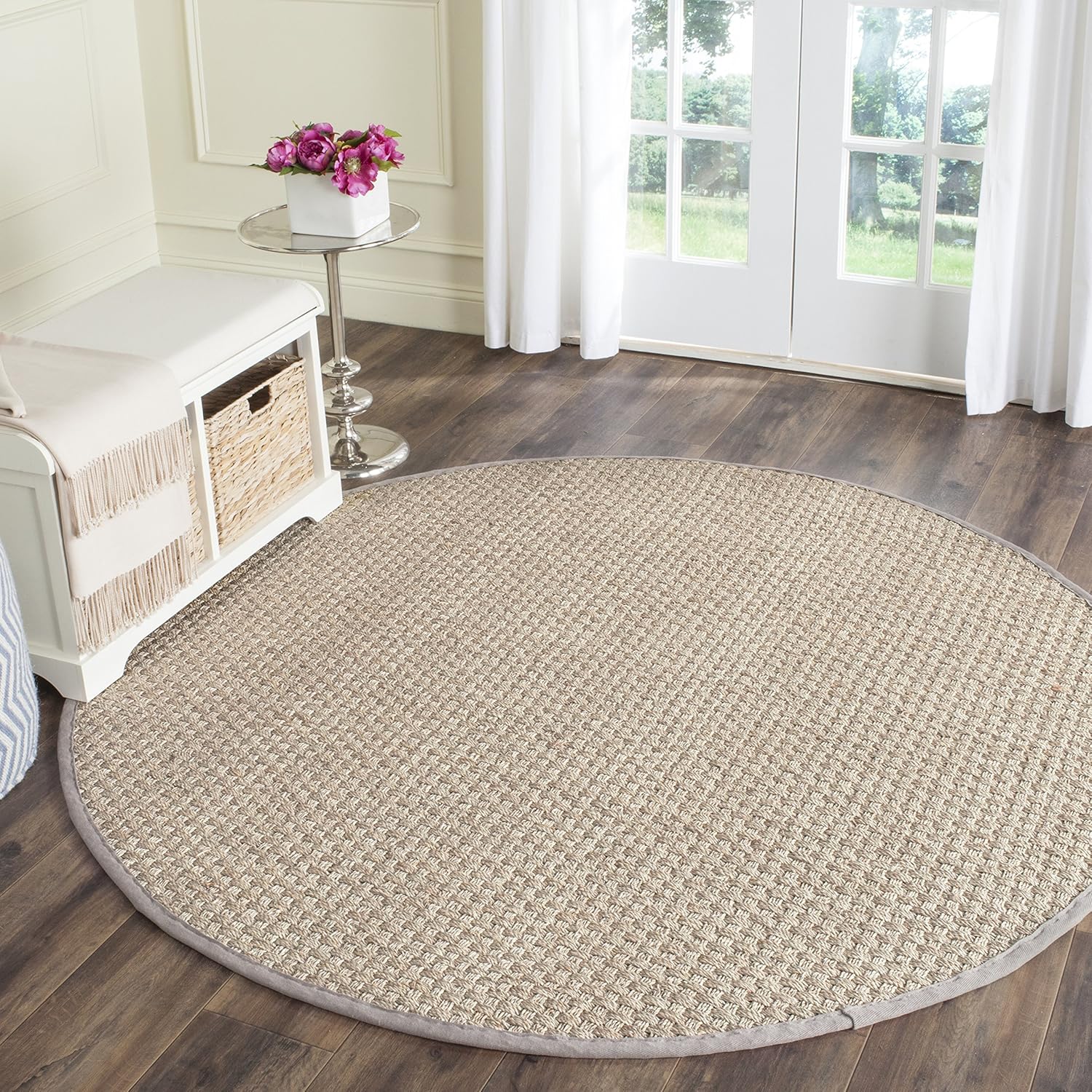 SAFAVIEH Natural Fiber Collection Runner Rug - 2'6" x 8', Natural & Beige, Seagrass, Basketweave Pattern with Border (NF114A)