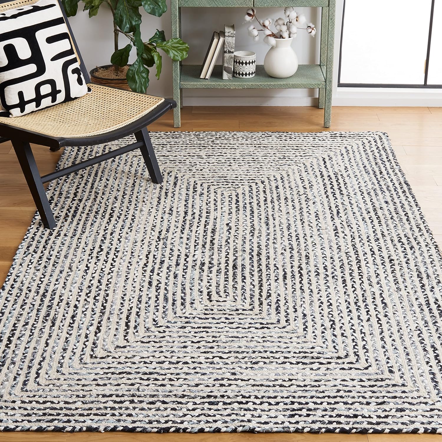 SAFAVIEH Braided Collection Runner Rug - 2'3" x 9', Blue & Ivory, Handmade Farmhouse Cotton, Ideal for High Traffic Areas in Living Room, Bedroom (BRD260M)