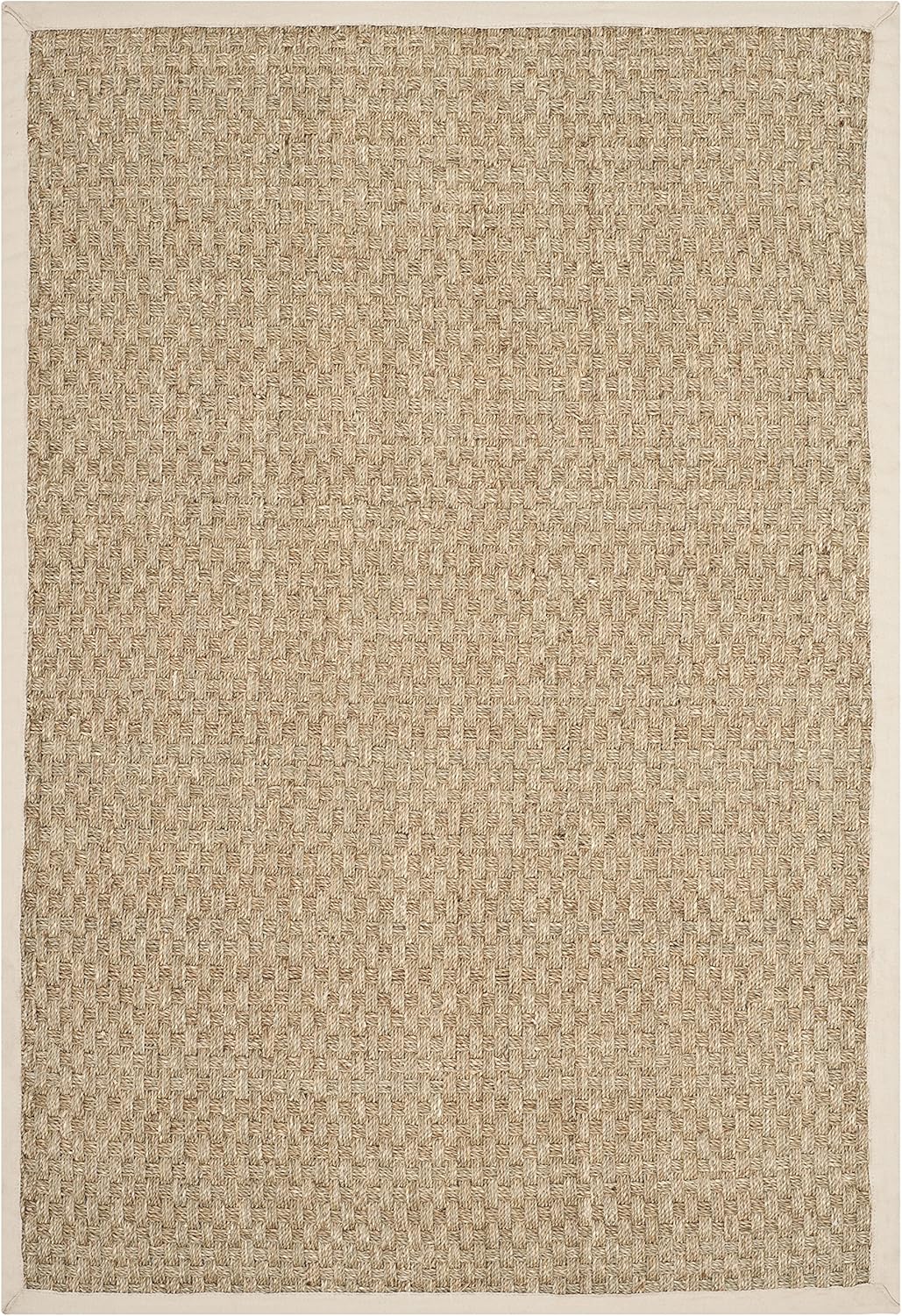 SAFAVIEH Natural Fiber Collection Runner Rug - 2'6" x 8', Natural & Beige, Seagrass, Basketweave Pattern with Border (NF114A)