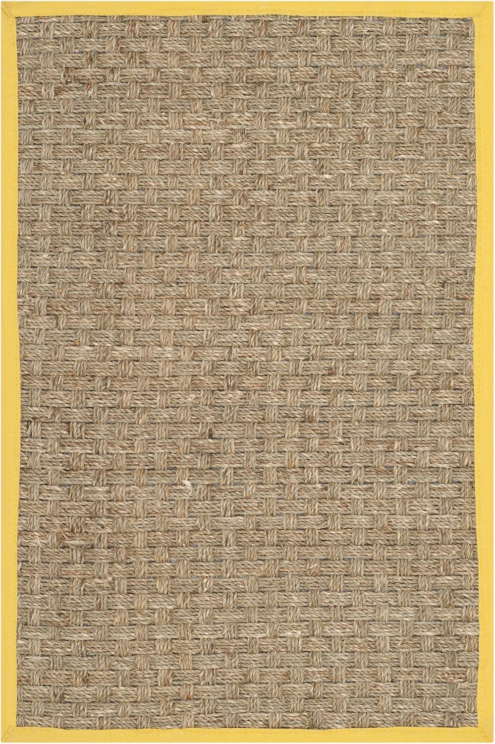 SAFAVIEH Natural Fiber Collection Runner Rug - 2'6" x 8', Natural & Beige, Seagrass, Basketweave Pattern with Border (NF114A)