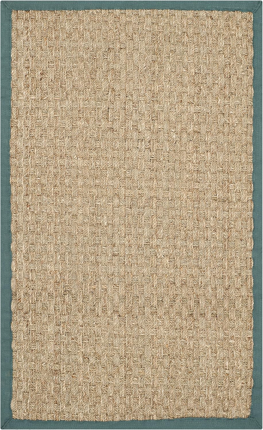 SAFAVIEH Natural Fiber Collection Runner Rug - 2'6" x 8', Natural & Beige, Seagrass, Basketweave Pattern with Border (NF114A)