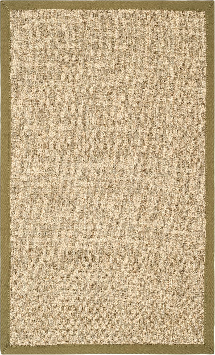 SAFAVIEH Natural Fiber Collection Runner Rug - 2'6" x 8', Natural & Beige, Seagrass, Basketweave Pattern with Border (NF114A)