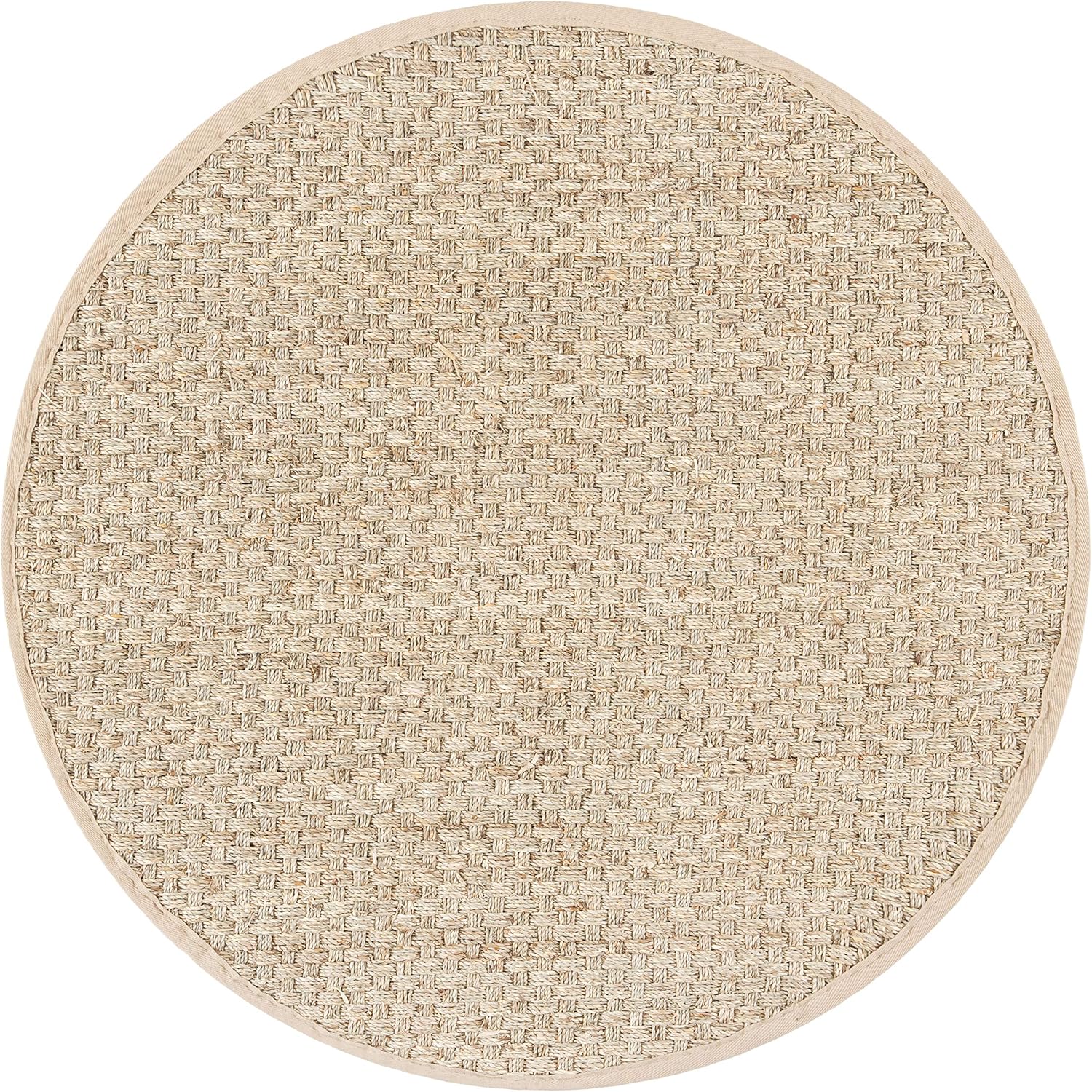 SAFAVIEH Natural Fiber Collection Runner Rug - 2'6" x 8', Natural & Beige, Seagrass, Basketweave Pattern with Border (NF114A)
