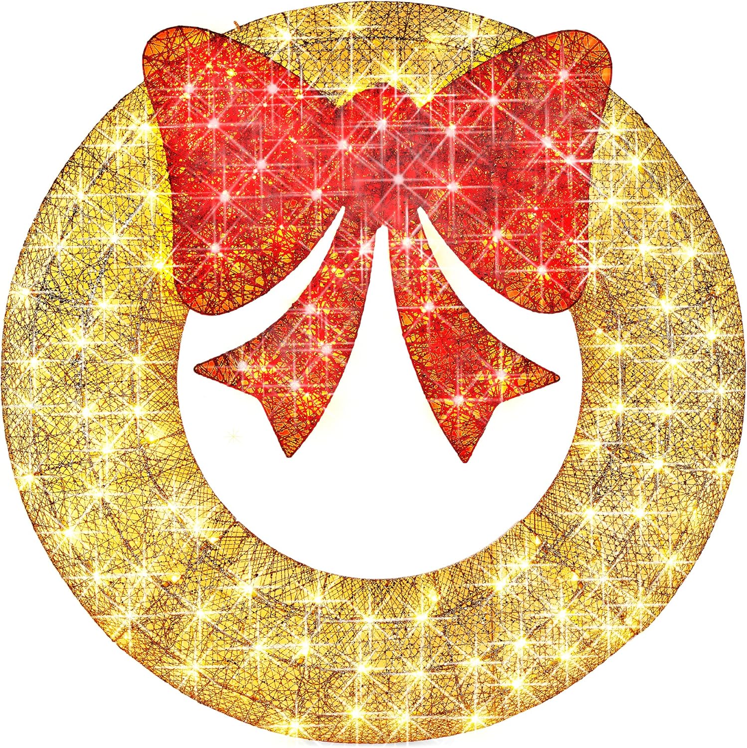 Best Choice Products 48in Pre-Lit Outdoor Christmas Wreath Decoration, LED Metal Holiday Decor for Home w/ 140 Lights, Bow - Green/Red